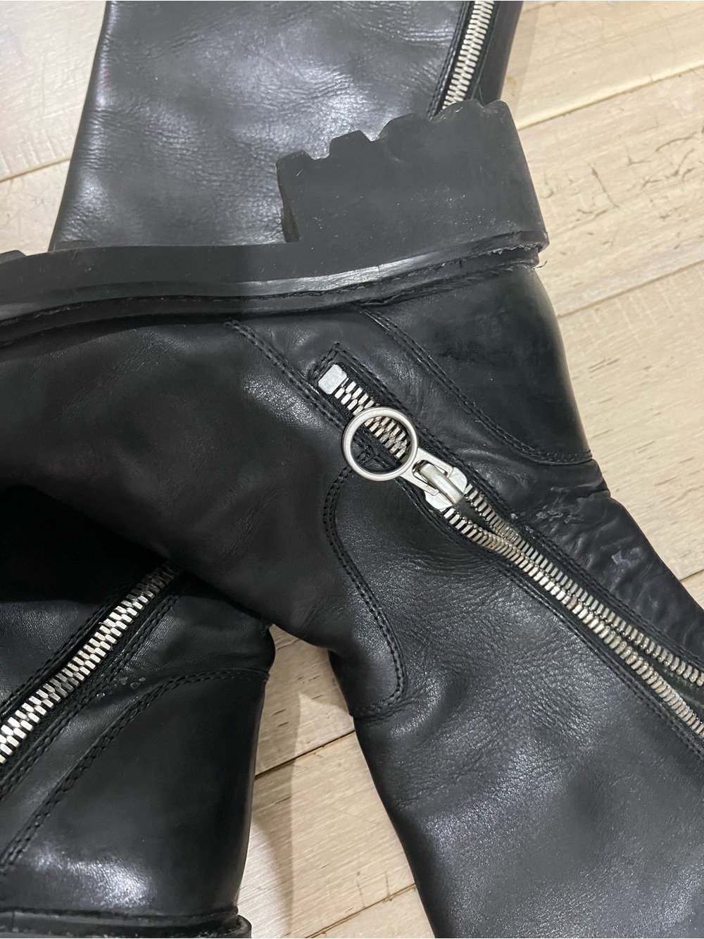 Ash Black Over-the-Knee Zip Combat Boots - Picture 4 of 7